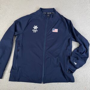 OSAKA Track Jacket Men Medium Blue USA Flag Performance Training Full Zip Sports